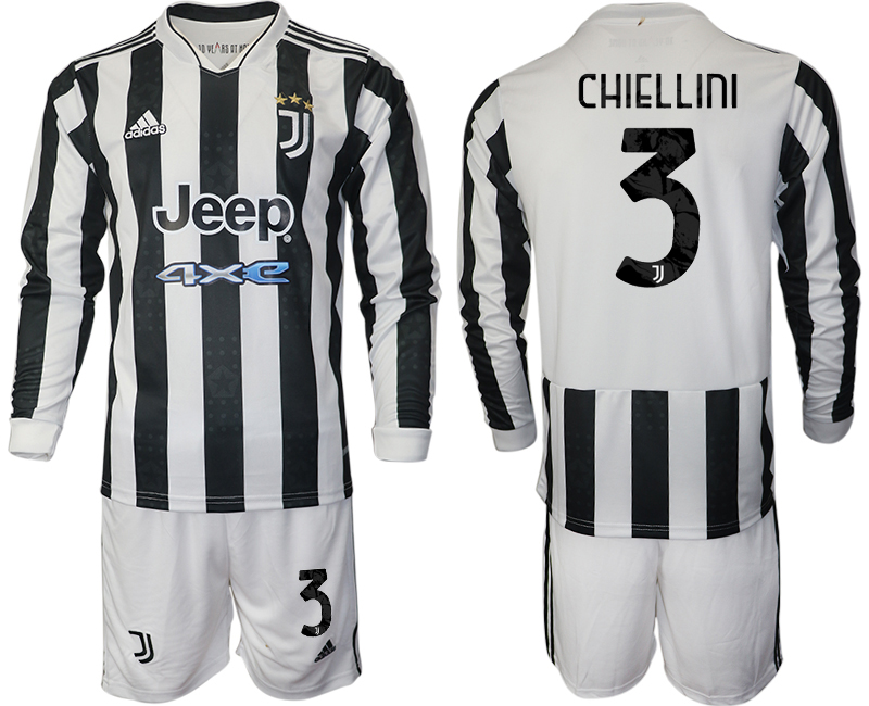 Cheap Men 2021-2022 Club Juventus home white Long Sleeve 3 Adidas Soccer Jersey